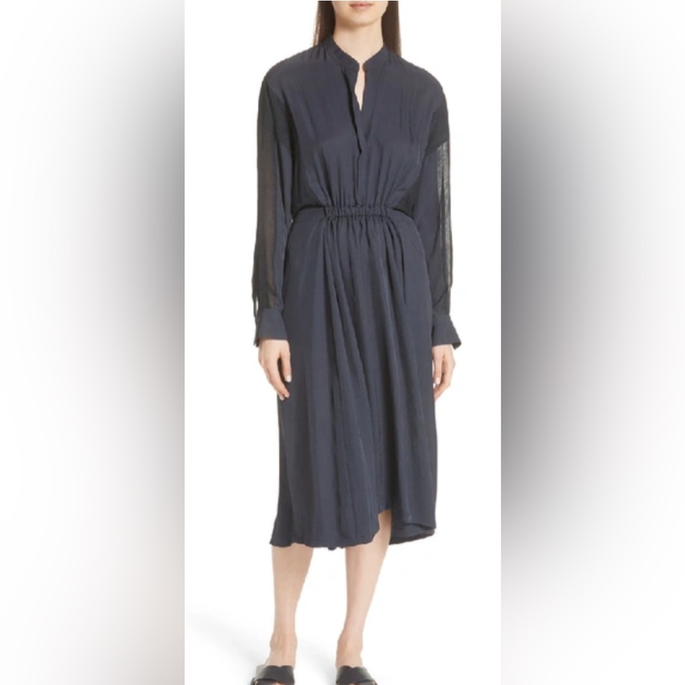 Vince Mixed Media Long Sleeve Dress- Black Cherry